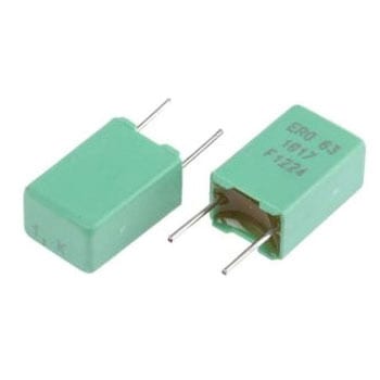 フィルムコンデンサ 40 V ac 63 V dc 1μF ±10% 1袋 10個入 VISHAY
