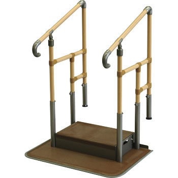 上り框用たちアップ　両手仕様　CKE-01 ※ステップ台付き CKE-01 上がりかまち用たちあっぷステップ台付両手すり 1個 矢崎化工