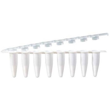 リアルタイムPCR 8連チューブ&8連フラットキャップ 0.2ml ホワイト QPCR-8Aシリーズ ビーエム機器