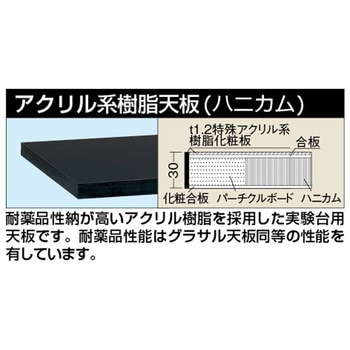 軽量実験用作業台 ダークグレー(KHC/耐荷重350kg/特殊アクリル系樹脂天板/キャスター付) - サカエ