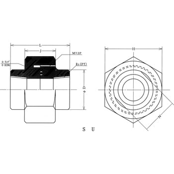 ステンレス鋼製高圧捻込形ユニオン(パッキン材質：テフロンOリング