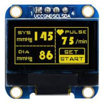 0.96インチ パッシブマトリクス 有機EL ディスプレイ 黄 128 x 64 COB MIDAS