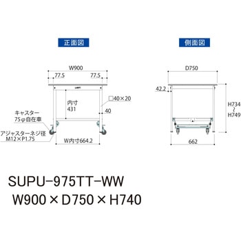 軽量作業台/耐荷重150kg_ワンタッチ移動H740_全面棚板付_ワークテーブル150シリーズ 山金工業