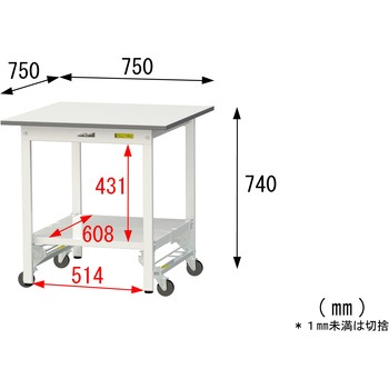 軽量作業台/耐荷重150kg_ワンタッチ移動式_全面棚付_ワークテーブル150シリーズ_低圧メラミン天板 山金工業