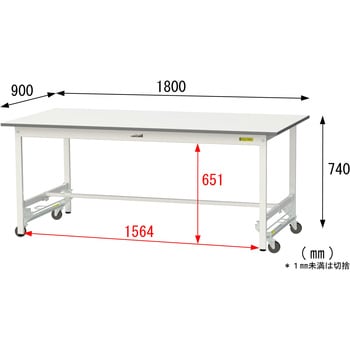 軽量作業台/耐荷重150kg_ワンタッチ移動式_ワークテーブル150シリーズ_低圧メラミン天板 山金工業