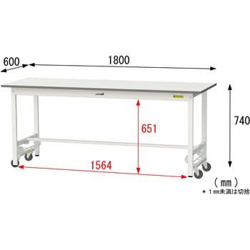 軽量作業台/耐荷重150kg_ワンタッチ移動式_ワークテーブル150シリーズ_低圧メラミン天板 山金工業