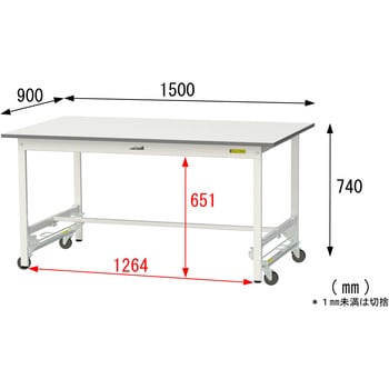 軽量作業台/耐荷重150kg_ワンタッチ移動式_ワークテーブル150シリーズ_低圧メラミン天板 山金工業