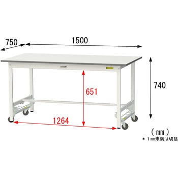軽量作業台/耐荷重150kg_ワンタッチ移動式_ワークテーブル150シリーズ_低圧メラミン天板 山金工業