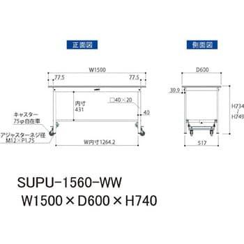 SUPU-1560-WW 【軽量作業台】ワークテーブルワンタッチ移動タイプ・耐