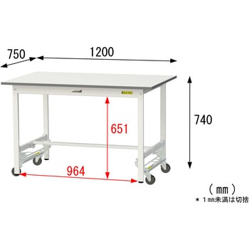 軽量作業台/耐荷重150kg_ワンタッチ移動式_ワークテーブル150シリーズ_低圧メラミン天板 山金工業