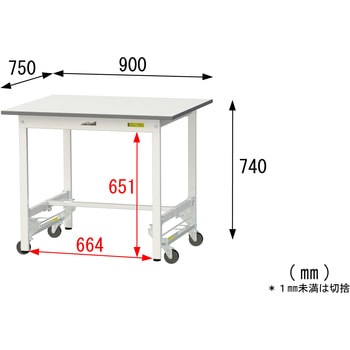 軽量作業台/耐荷重150kg_ワンタッチ移動式_ワークテーブル150シリーズ_低圧メラミン天板 山金工業