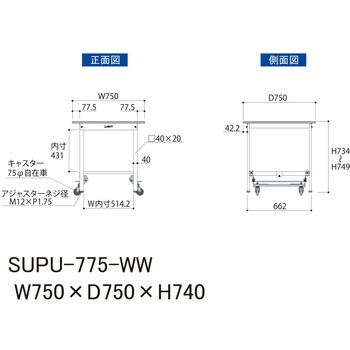 軽量作業台/耐荷重150kg_ワンタッチ移動H740_ワークテーブル150シリーズ 山金工業