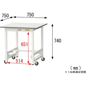 軽量作業台/耐荷重150kg_ワンタッチ移動式_ワークテーブル150シリーズ_低圧メラミン天板 山金工業