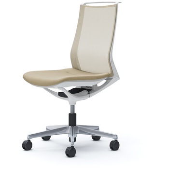 モード メッシュタイプ 肘なし ミドルバック ホワイト 5本脚 樹脂フレーム ホワイトボディ インターロック - オカムラ(岡村製作所)