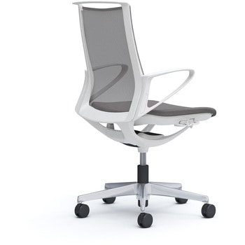 モード メッシュタイプ 固定肘 ミドルバック ホワイト 5本脚 樹脂フレーム ホワイトボディ インターロック オカムラ(岡村製作所)