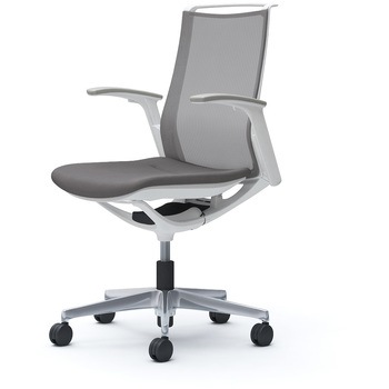 モード メッシュタイプ 可動肘 ミドルバック ホワイト 5本脚 樹脂フレーム ホワイトボディ インターロック オカムラ(岡村製作所)