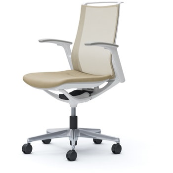 モード メッシュタイプ 可動肘 ミドルバック ホワイト 5本脚 樹脂フレーム ホワイトボディ インターロック オカムラ(岡村製作所)