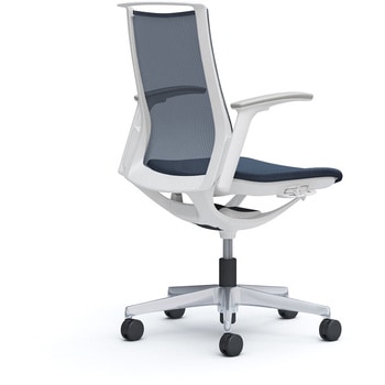 モード メッシュタイプ 可動肘 ミドルバック ホワイト 5本脚 樹脂フレーム ホワイトボディ インターロック オカムラ(岡村製作所)