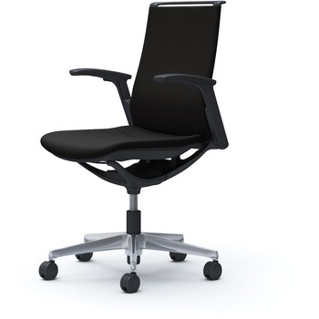 モード ミドルバック 可動肘 ブラックボディ 5本脚 樹脂フレーム ブラックボディ プレーンクロス オカムラ(岡村製作所)