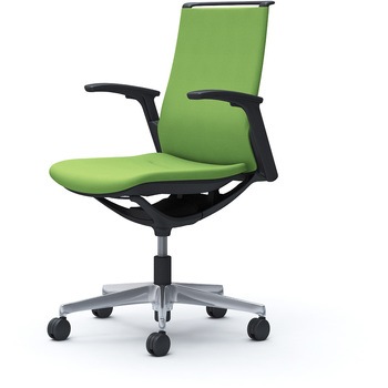 モード ミドルバック 可動肘 ブラックボディ 5本脚 樹脂フレーム ブラックボディ プレーンクロス オカムラ(岡村製作所)