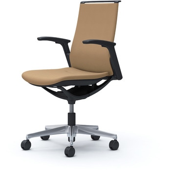 モード ミドルバック 可動肘 ブラックボディ 5本脚 樹脂フレーム ブラックボディ プレーンクロス オカムラ(岡村製作所)