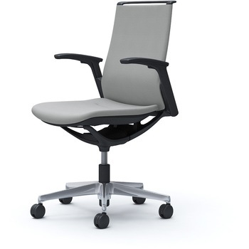 モード ミドルバック 可動肘 ブラックボディ 5本脚 樹脂フレーム ブラックボディ プレーンクロス オカムラ(岡村製作所)