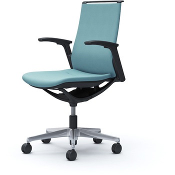 モード ミドルバック 可動肘 ブラックボディ 5本脚 樹脂フレーム ブラックボディ プレーンクロス オカムラ(岡村製作所)