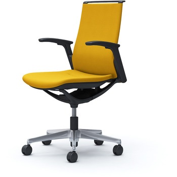 モード ミドルバック 可動肘 ブラックボディ 5本脚 樹脂フレーム ブラックボディ プレーンクロス オカムラ(岡村製作所)