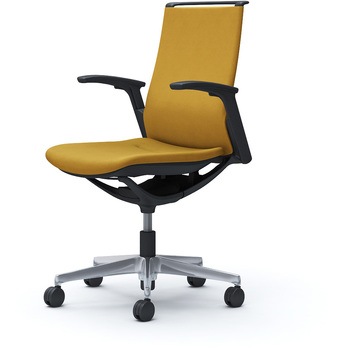 モード ミドルバック 可動肘 ブラックボディ 5本脚 樹脂フレーム ブラックボディ インターロッククロス オカムラ(岡村製作所)