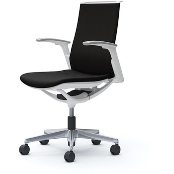 モード ミドルバック 可動肘 ホワイトボディ 5本脚 樹脂フレーム ホワイトボディ プレーンクロス オカムラ(岡村製作所)