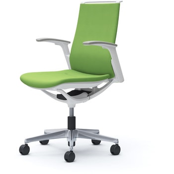 モード ミドルバック 可動肘 ホワイトボディ 5本脚 樹脂フレーム ホワイトボディ プレーンクロス オカムラ(岡村製作所)