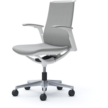 モード ミドルバック 可動肘 ホワイトボディ 5本脚 樹脂フレーム ホワイトボディ プレーンクロス オカムラ(岡村製作所)