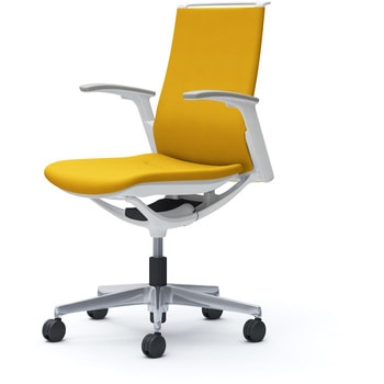 モード ミドルバック 可動肘 ホワイトボディ 5本脚 樹脂フレーム ホワイトボディ プレーンクロス オカムラ(岡村製作所)