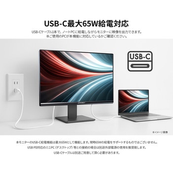 ディスプレイ23.8型/2560×1440/HDMI×1、DP×1、USB-C×1/ブラック/スピーカー無/2年保証 - JAPANNEXT