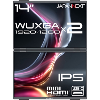 ディスプレイ14型/1920×1200/miniHDMI×2、USB-C×3/ブラック/スピーカー有/2年保証 JAPANNEXT