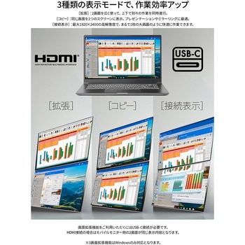 ディスプレイ14型/1920×1200/miniHDMI×2、USB-C×3/ブラック/スピーカー有/2年保証 JAPANNEXT
