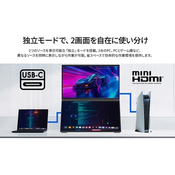 ディスプレイ14型/1920×1200/miniHDMI×2、USB-C×3/ブラック/スピーカー有/2年保証 JAPANNEXT