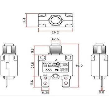 DCサーキットブレーカーリセットスイッチ 防水カバー付 30A マリンテック