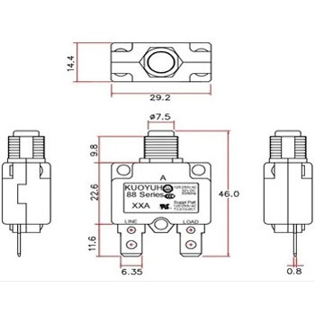 DCサーキットブレーカーリセットスイッチ 30A マリンテック