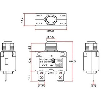 サーキットブレーカーリセットスイッチ 防水カバー付 5A - マリンテック