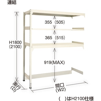 ボトムフリーラック 下段解放棚(150kg/連結/3段/アイボリー) サカエ
