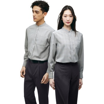 ENJOYNoir NWY077 CLASSY CHECK ユニセックス スタンドカラーシャツ(長袖) カーシーカシマ