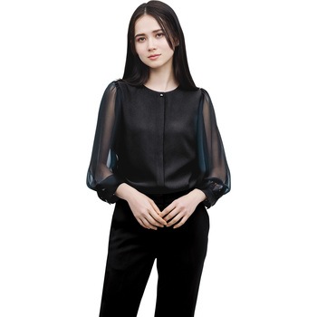 ENJOYNoir NSB078 FLUFFY TOPS 袖シフォンブラウス(八分袖) カーシーカシマ