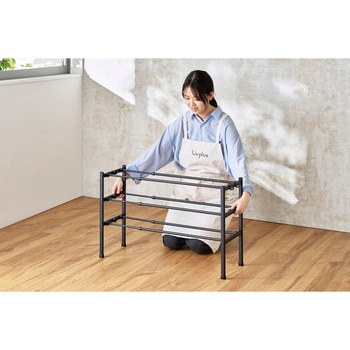 Quick Lock 靴に合わせて組み換えられる 伸縮式シューズラック ブラック 連結型 リブプラス