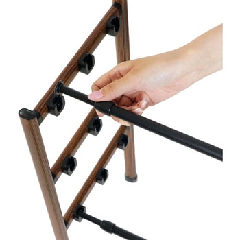 Quick Lock 靴に合わせて組み換えられる 伸縮式シューズラック ブラック×ウッド 連結型 - リブプラス