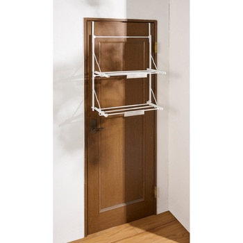 Quick Lock ドアに掛けて干せる物干し 2段 ホワイト - リブプラス