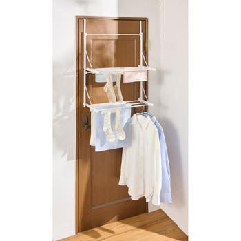 Quick Lock ドアに掛けて干せる物干し 2段 ホワイト - リブプラス