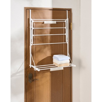 Quick Lock ドアに掛けて干せる物干し 2段 ホワイト - リブプラス