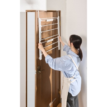 Quick Lock ドアに掛けて干せる物干し 2段 ホワイト - リブプラス