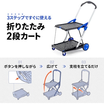 カート 折りたたみ式 折りたたみコンテナ付き - サンワダイレクト